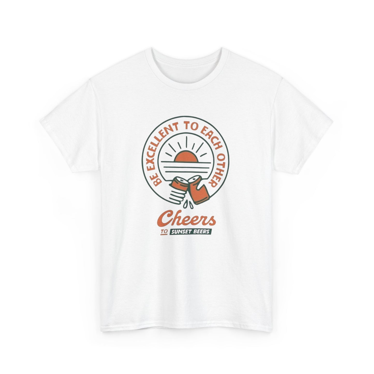 Cheers To Sunset Beers Graphic T Shirt ADULT NEW