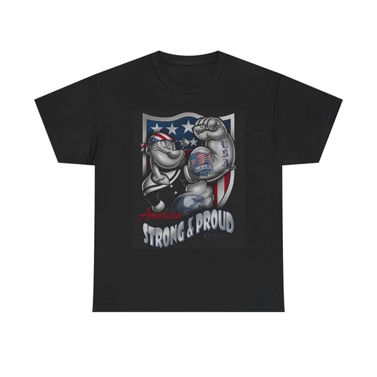 Strong And Proud Graphic T Shirt Navy Vintage Retro Apparel Heavy Cotton Tee