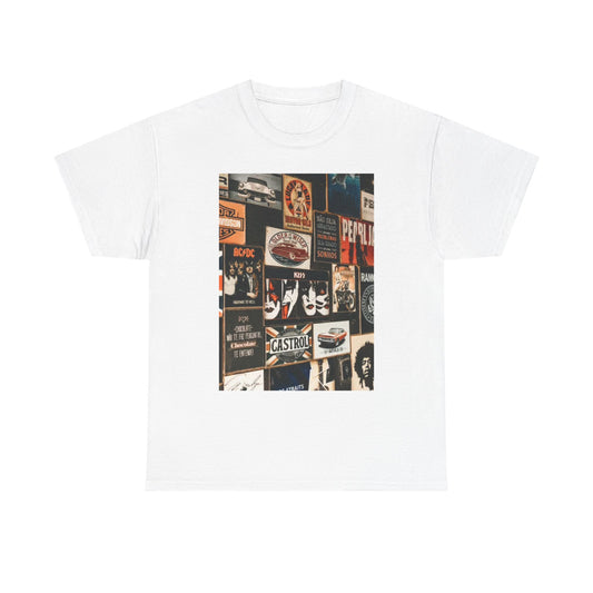 Retro 90s Rock Band Collage Poster Graphic T Shirt Unisex Heavy Cotton Tee