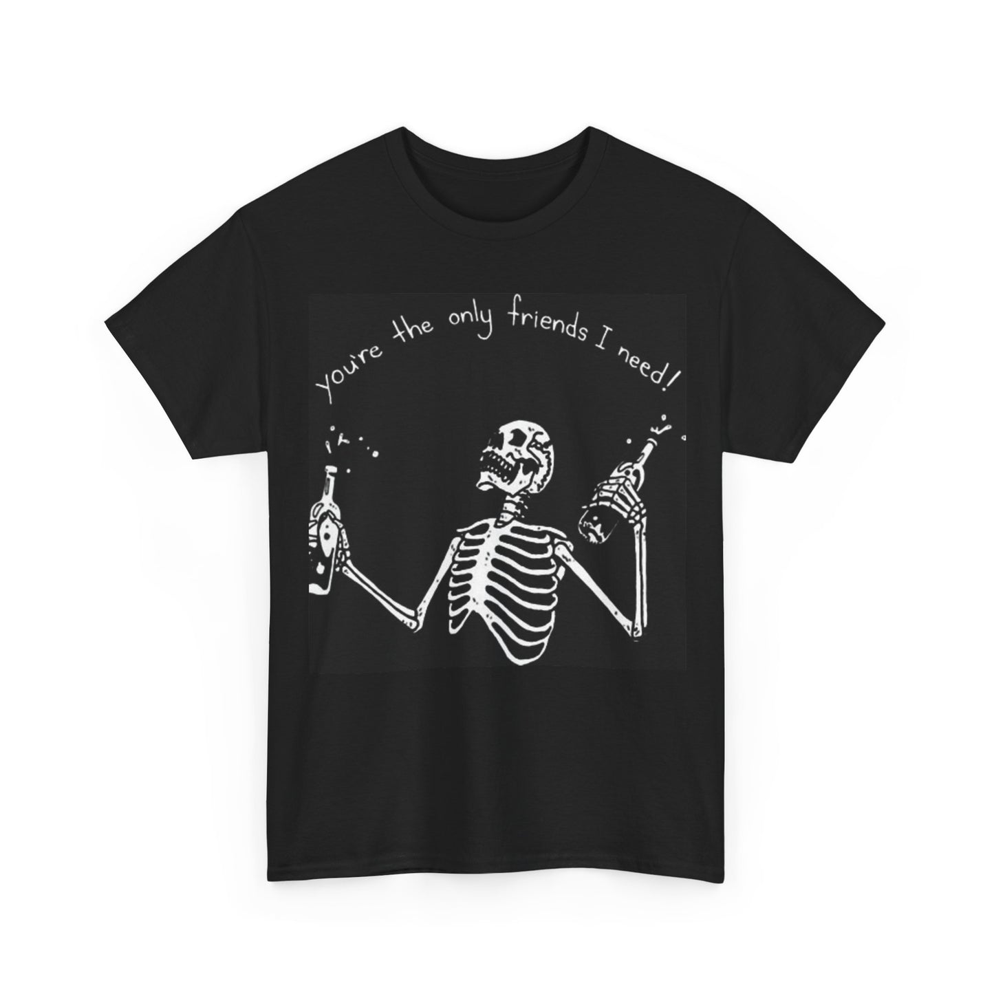 Beer Is My Friend Funny Graphic Skeleton Shirt Funny Unisex Heavy Cotton Tee