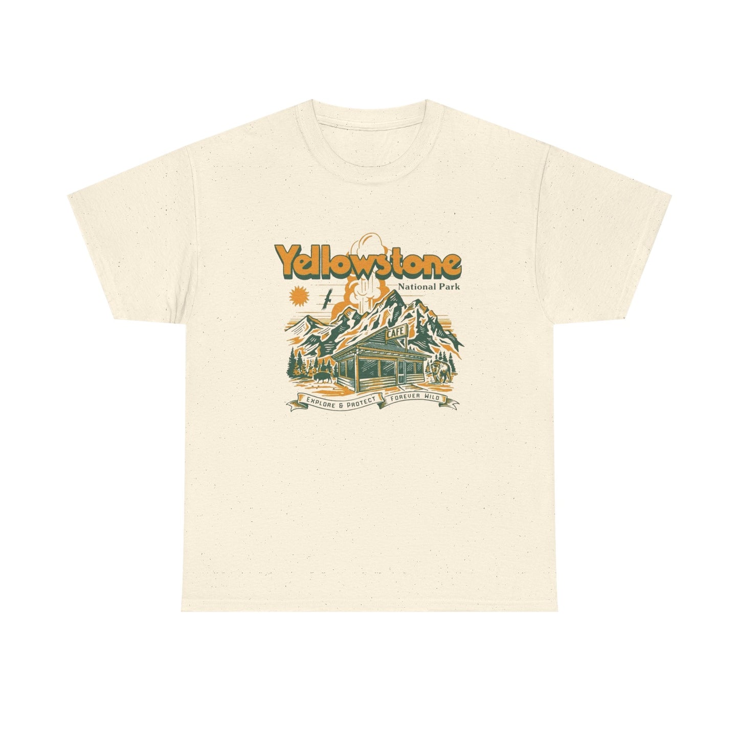 Yellowstone National Park Retro Graphic T Shirt Unisex Heavy Cotton Tee