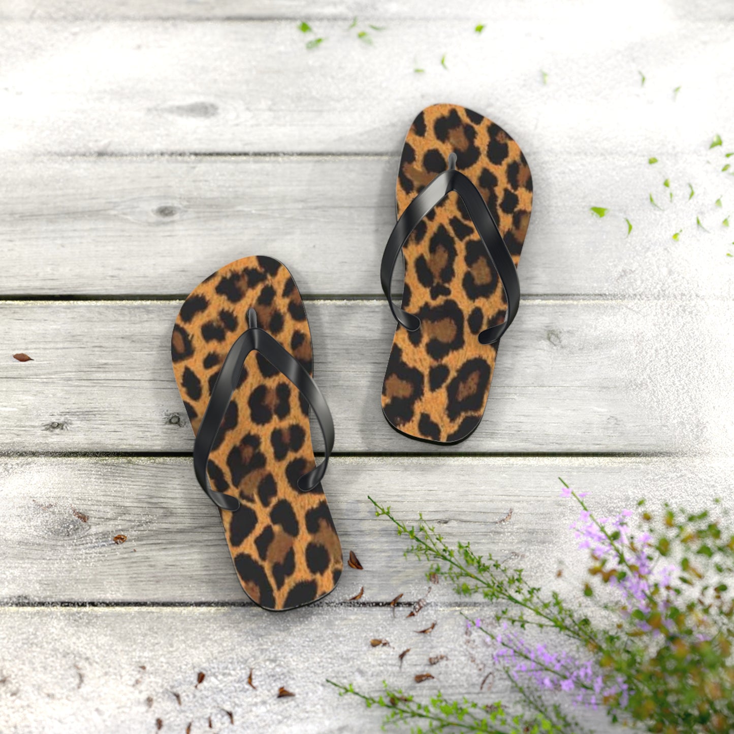 Cheetah Print Beach Sandals, Slides for Summer, Flip Flops, Water Resistant