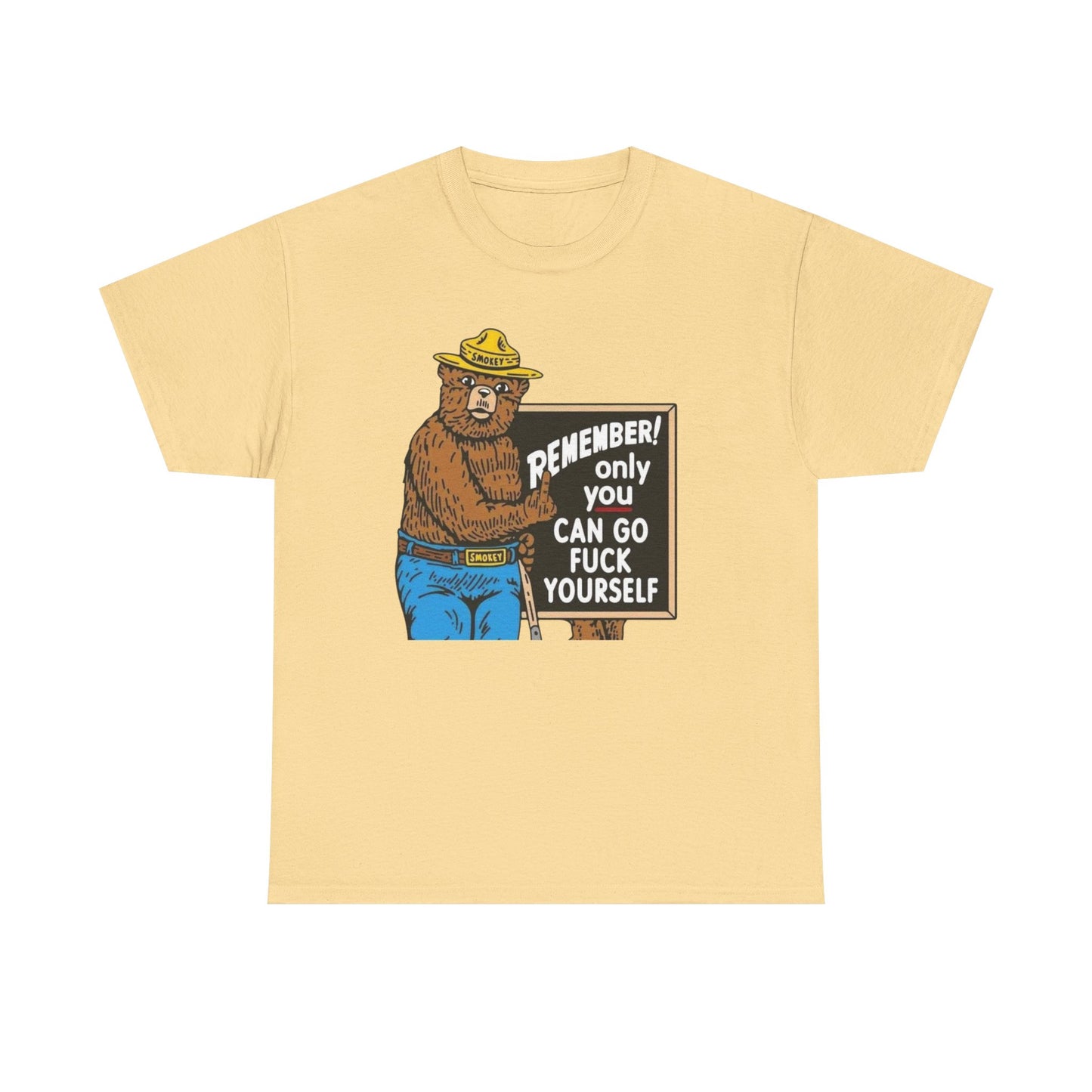 Smokey The Bear Graphic T Shirt Funny Vintage Jokes Unisex Heavy Cotton Tee