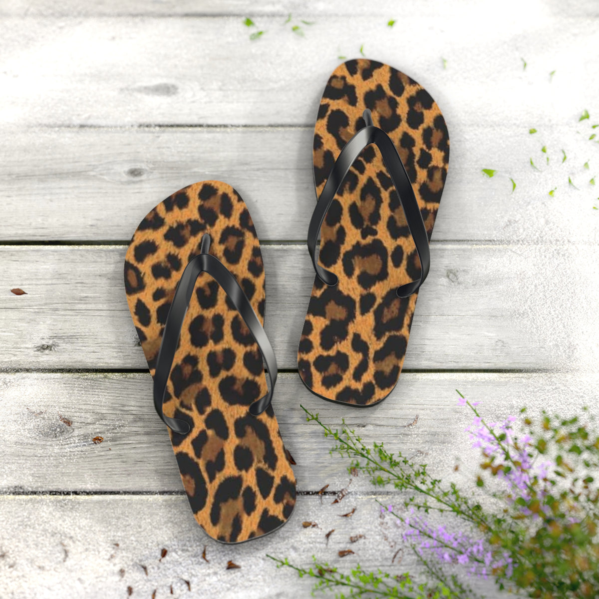 Cheetah Print Beach Sandals, Slides for Summer, Flip Flops, Water Resistant