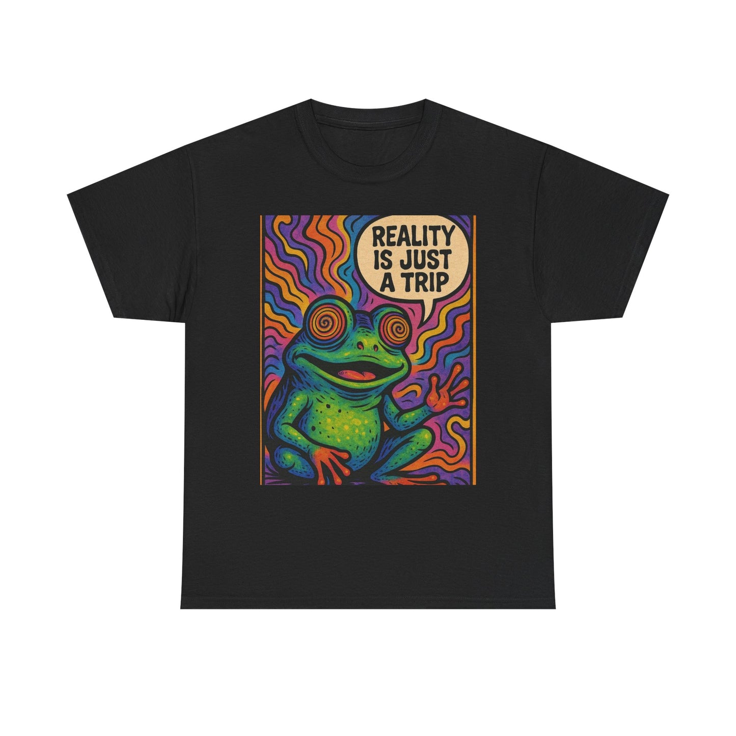Reality Is Just A Trip Graphic T Shirt Toad Mushrooms Unisex Heavy Cotton Tee