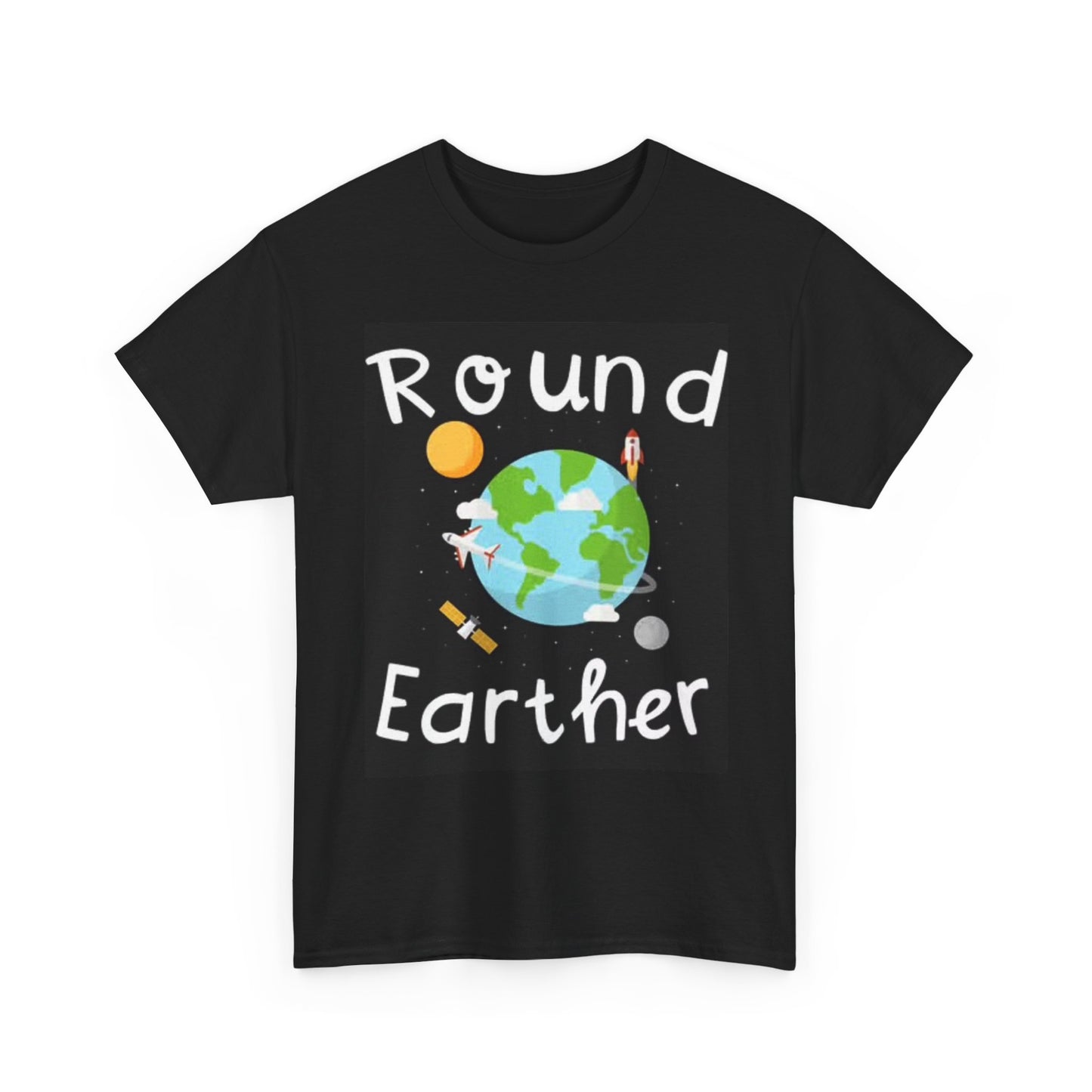 Round Earther Graphic T Shirt Funny Science Space Unisex Heavy Cotton Tee