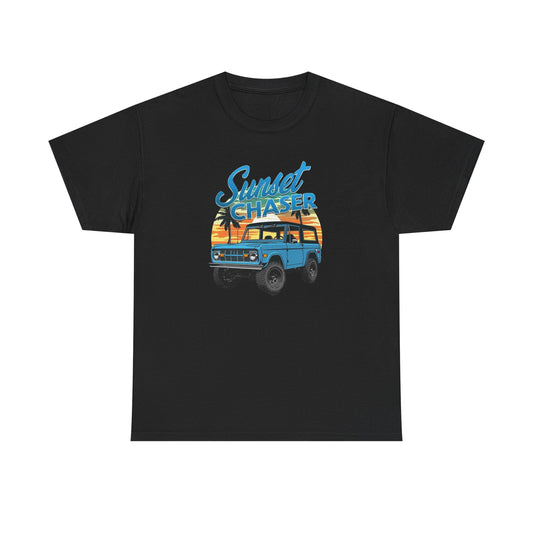 Bronco Sunset Chaser Graphic T Shirt Unisex Heavy Cotton Tee