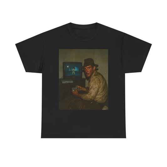 Indiana Jones Graphic T Shirt Funny Retro 90s game Unisex Heavy Cotton Tee