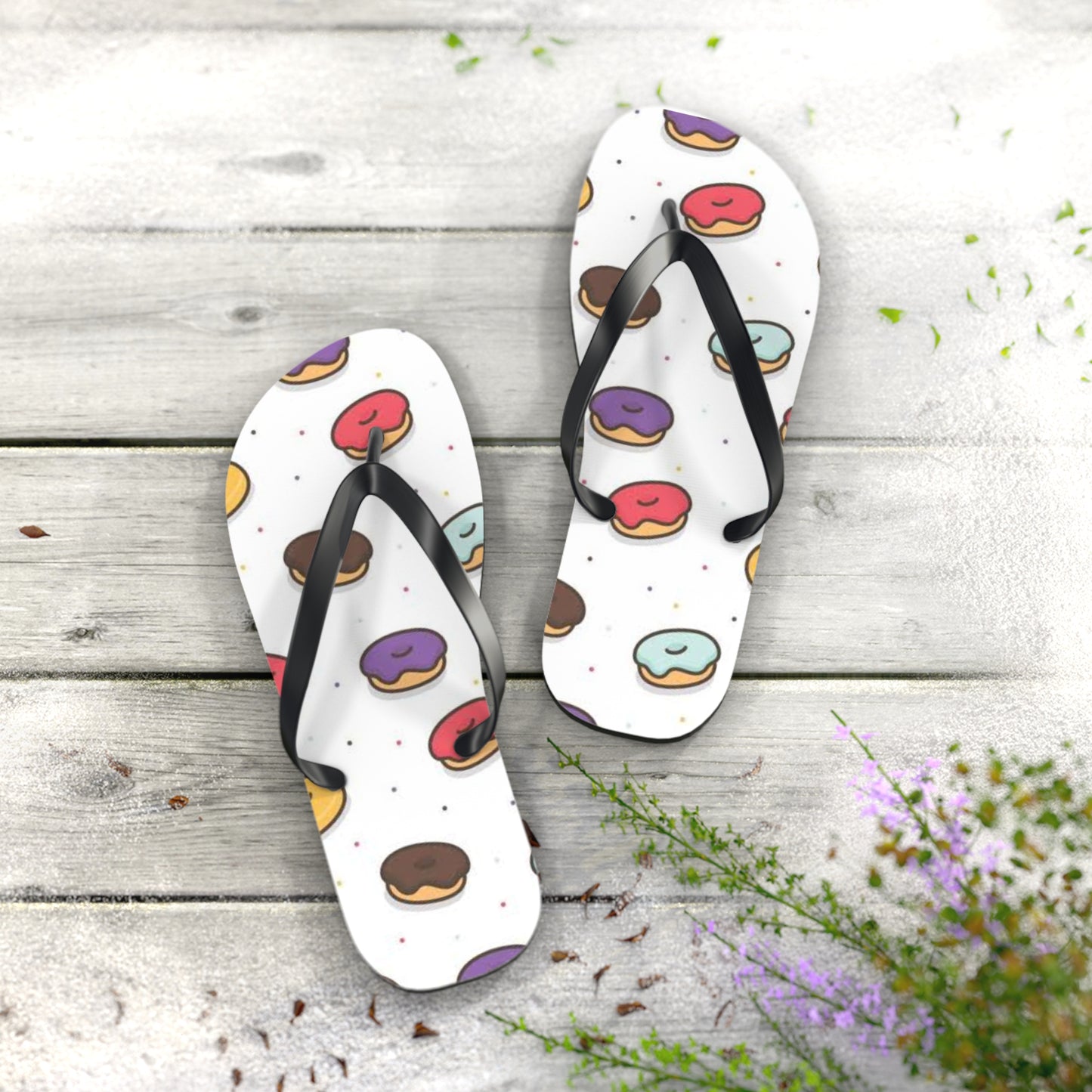 Donuts Summer Sandals, Beach Shoes, Vacation Flip Flops, Pool Slides
