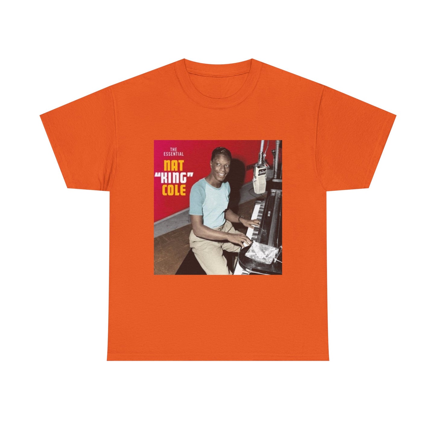 Nat King Cole Tshirt Vintage Piano Concert Poster retro Unisex Heavy Cotton Tee