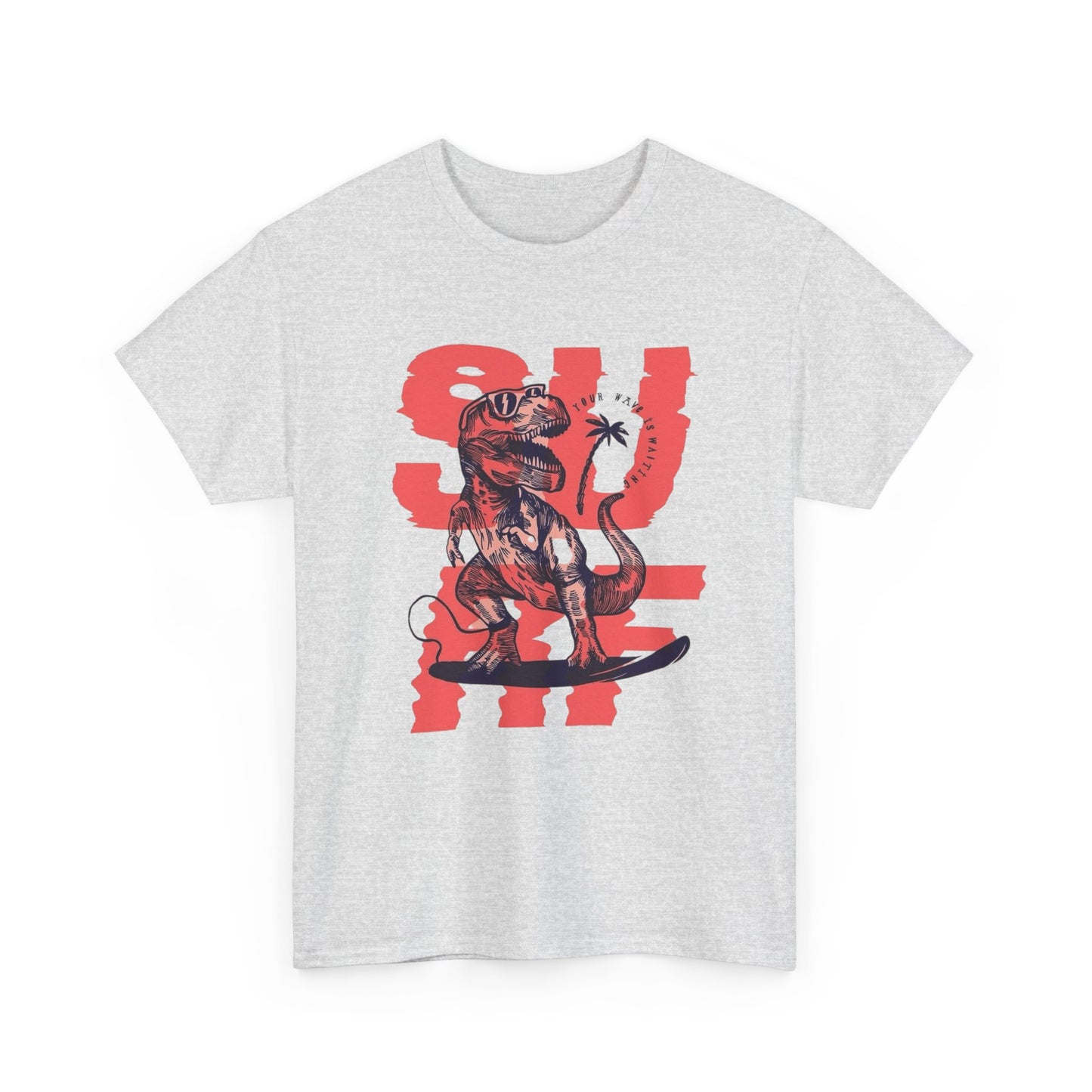 Funny Surfing Dinosaur Graphic T Shirt NEW ADULT Heavy Cotton Tee