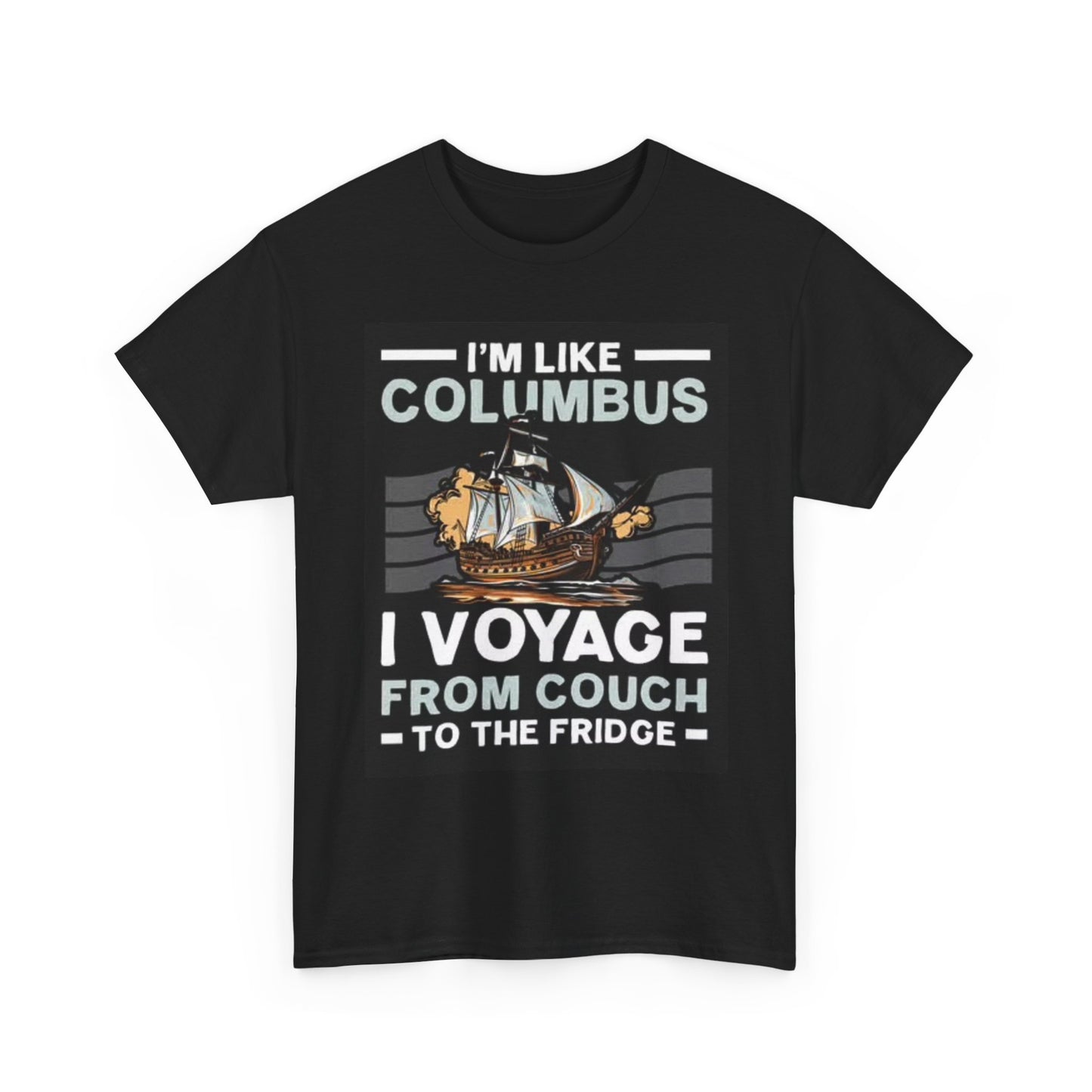 Columbus Beer Fridge Voyage T Shirt Funny Graphic AMERICA Unisex Heavy Cotton