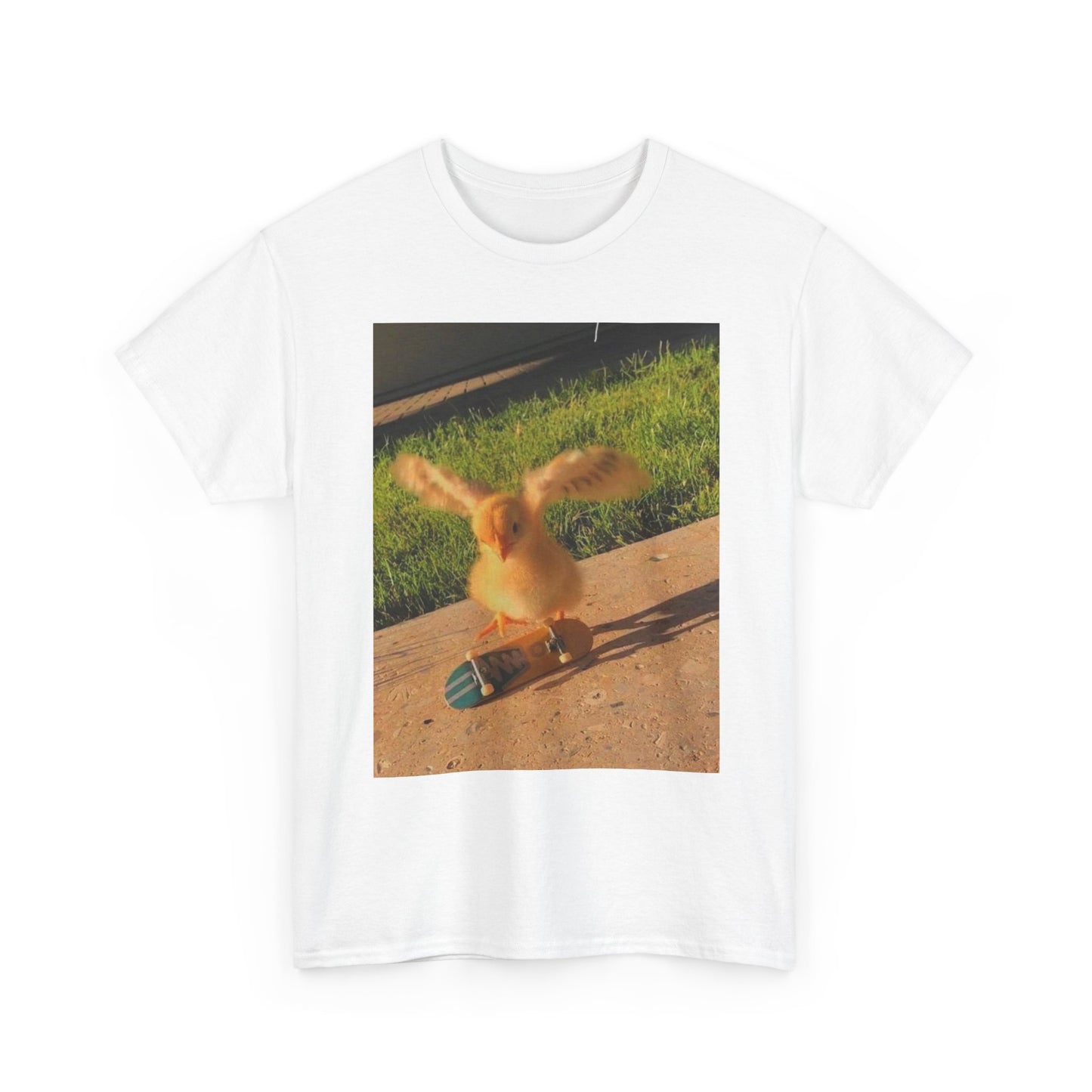 Chicken Skateboarding Funny Graphic T-Shirt Unisex Heavy Cotton Tee NEW