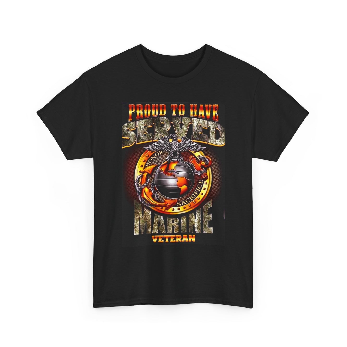 Proud To Have Served Marine Veterans Graphic T Shirt Unisex Heavy Cotton Tee