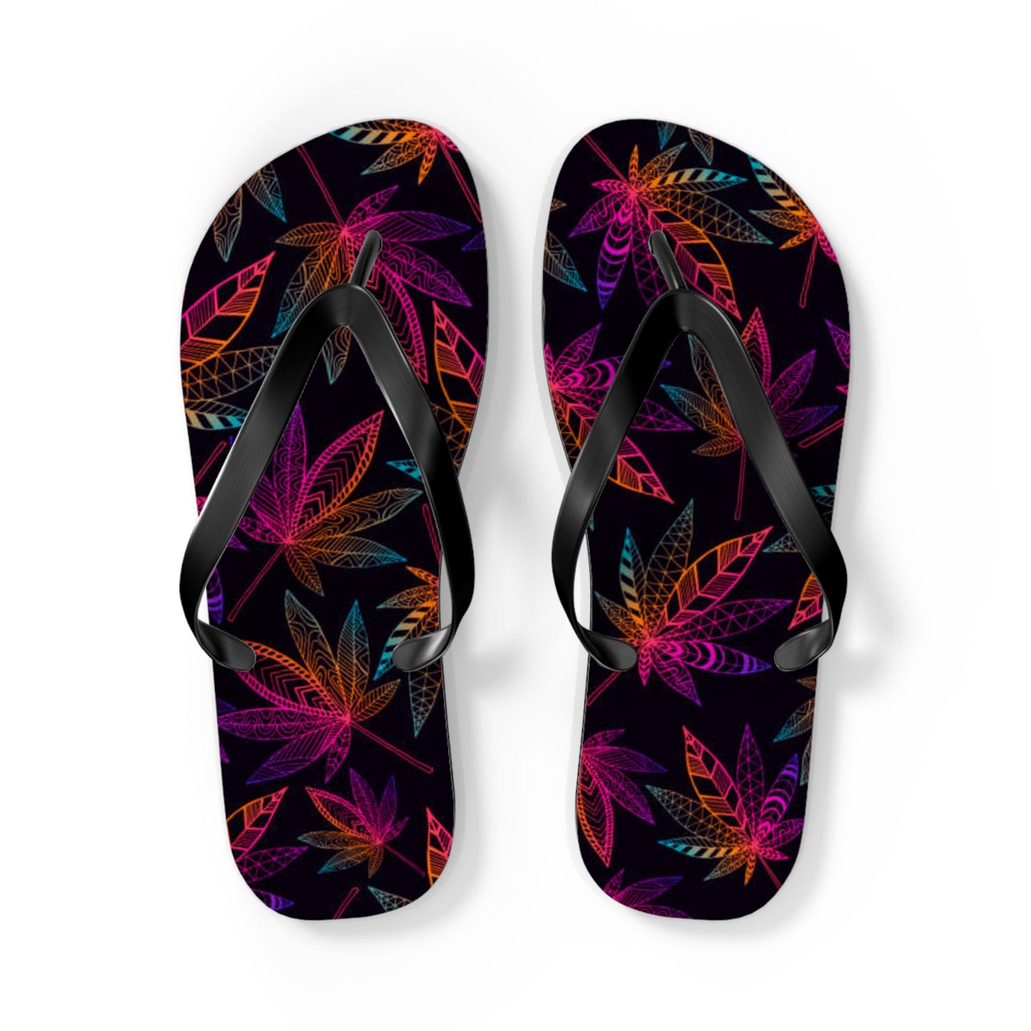 WAVES And SUN Co Sandals Weed Leaf - Flip Flops -Slides Summer Beach BRAND NEW