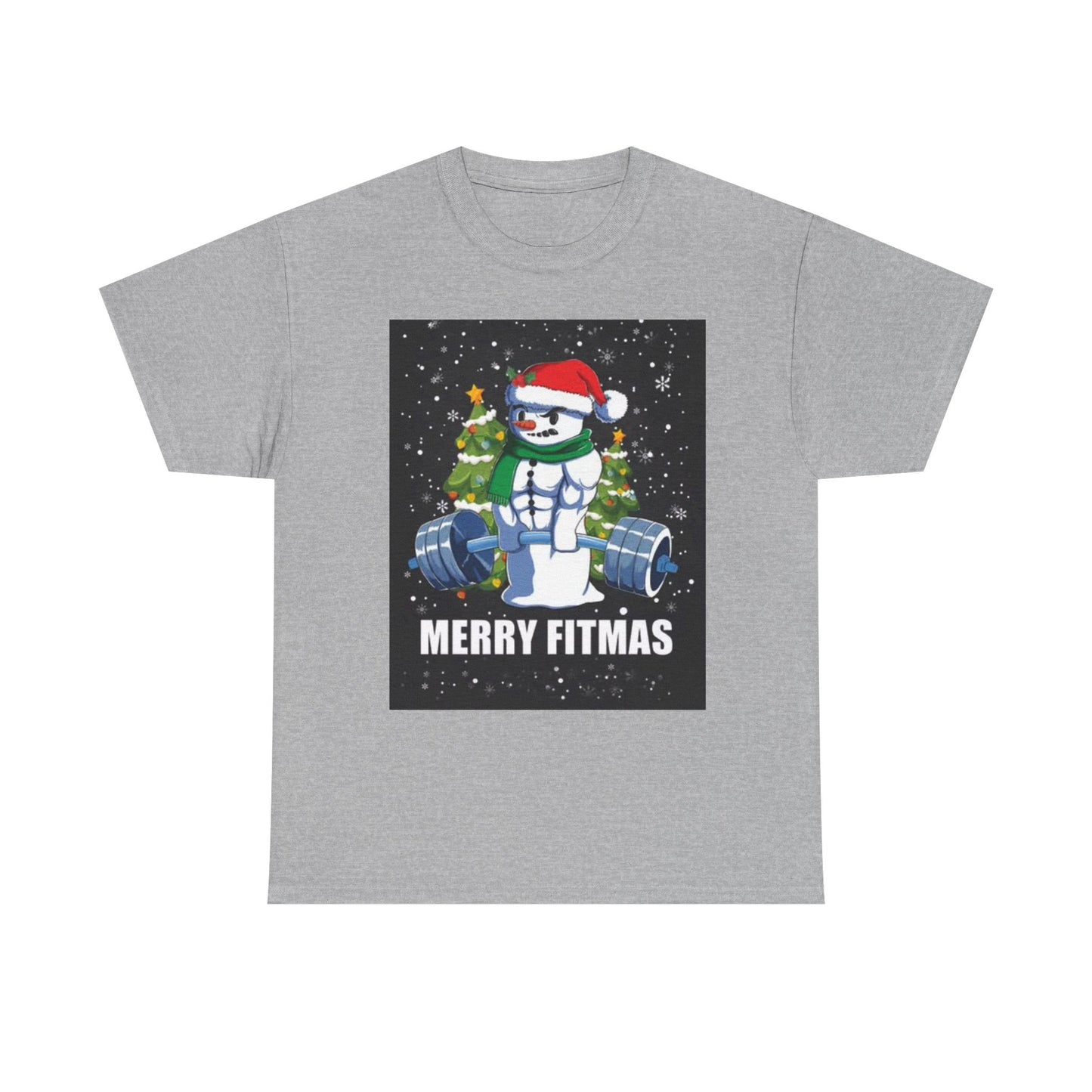 Merry Fitmas Shirt Funny Gym Snowman Christmas Gym Unisex Heavy Cotton Tee