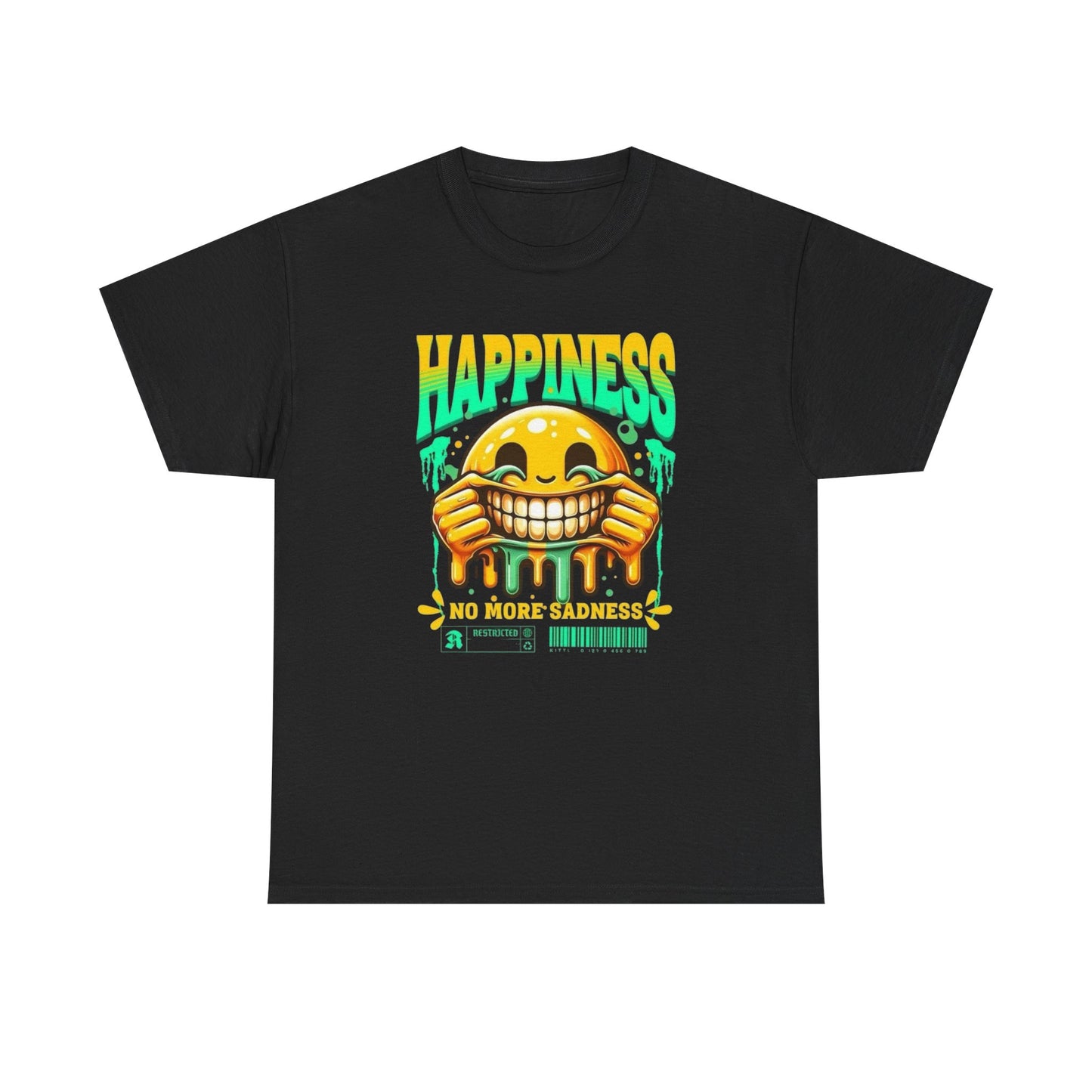 Happiness No More Sadness Graphic T-Shirt Comfy Cotton Tee Brand NEW