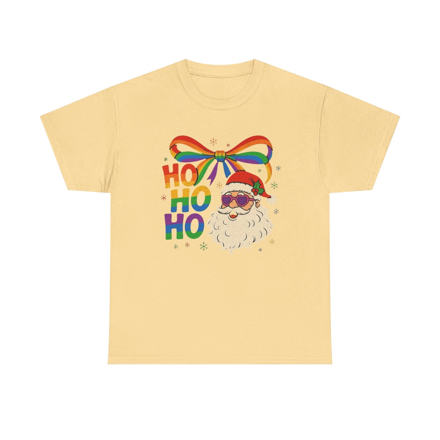 Ho Ho Ho Rainbow Santa Christmas Graphic T Shirt NEW Unisex Heavy Cotton Tee