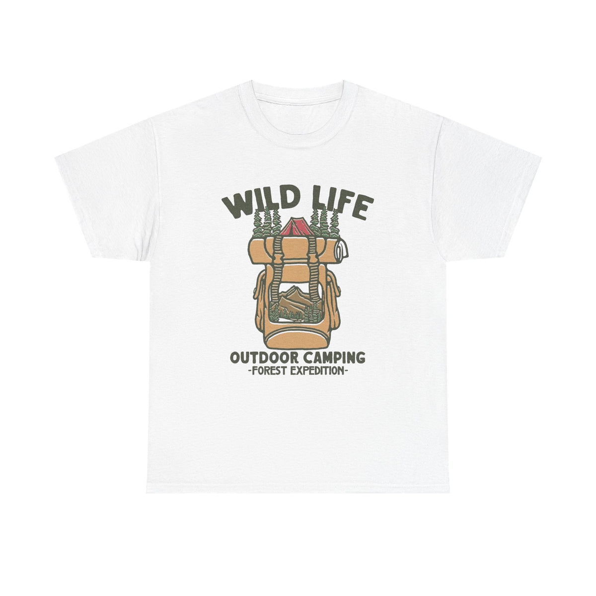 Wild Life Outdoor Camping Graphic T Shirt Men's Heavy Cotton Tee