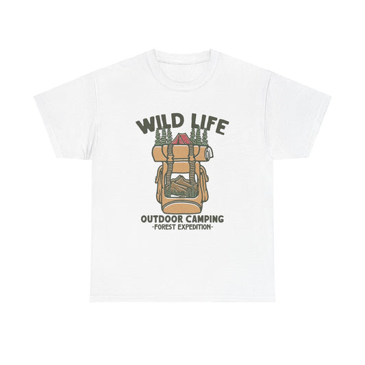 Wild Life Outdoor Camping Graphic T Shirt Men's Heavy Cotton Tee