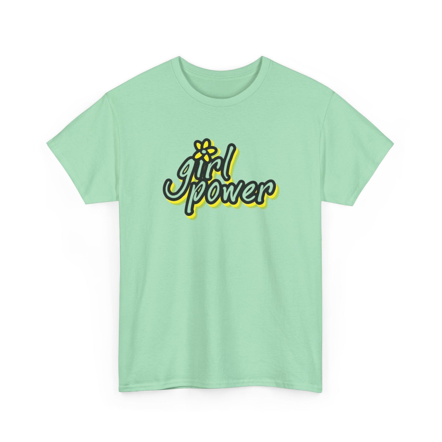 Girl Power Graphic T Shirt Girly Tee Retro Flower Power Unisex Heavy Cotton Tee