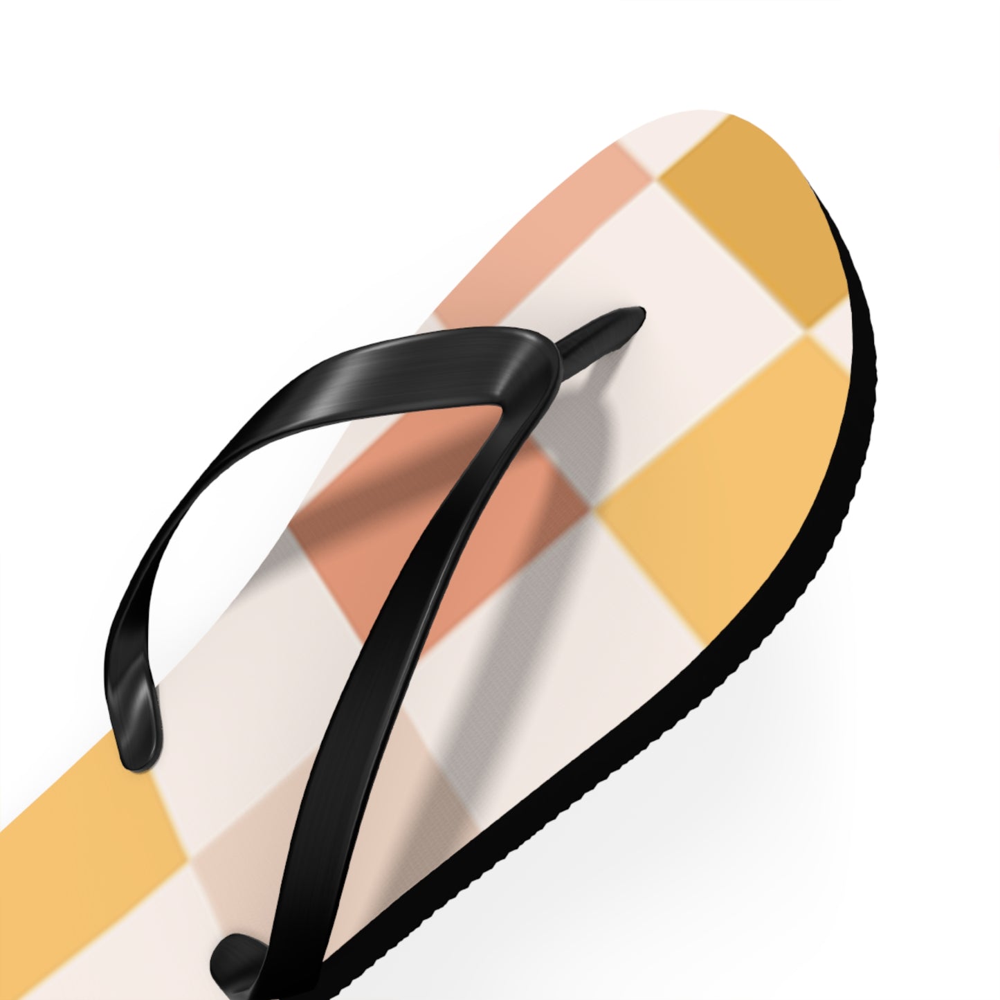 Peach Checkered Sandals, Beach Shoes, Vacation Flip Flops, Pool Slides