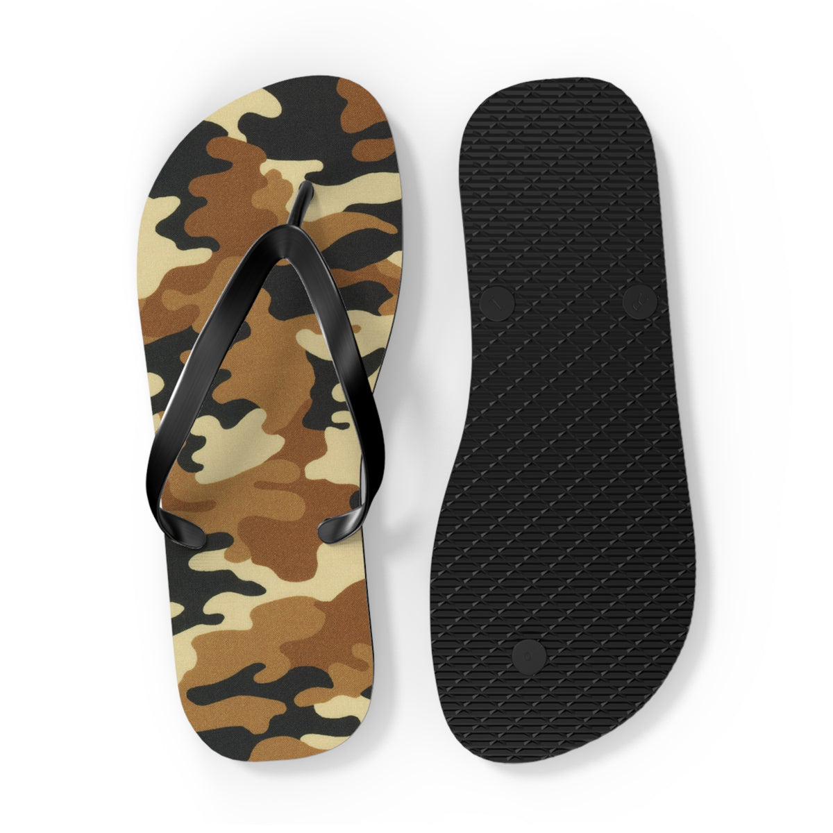 Waves And Sun Sandals Tan Camo Print Summer Flip Flops Slides BRAND NEW