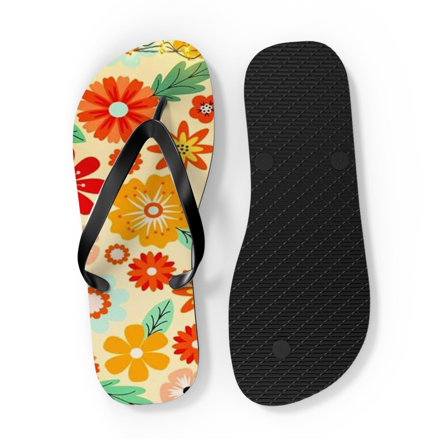 Waves And Sun Sandals Tropical Flowers Summer Flip Flops Slides BRAND NEW