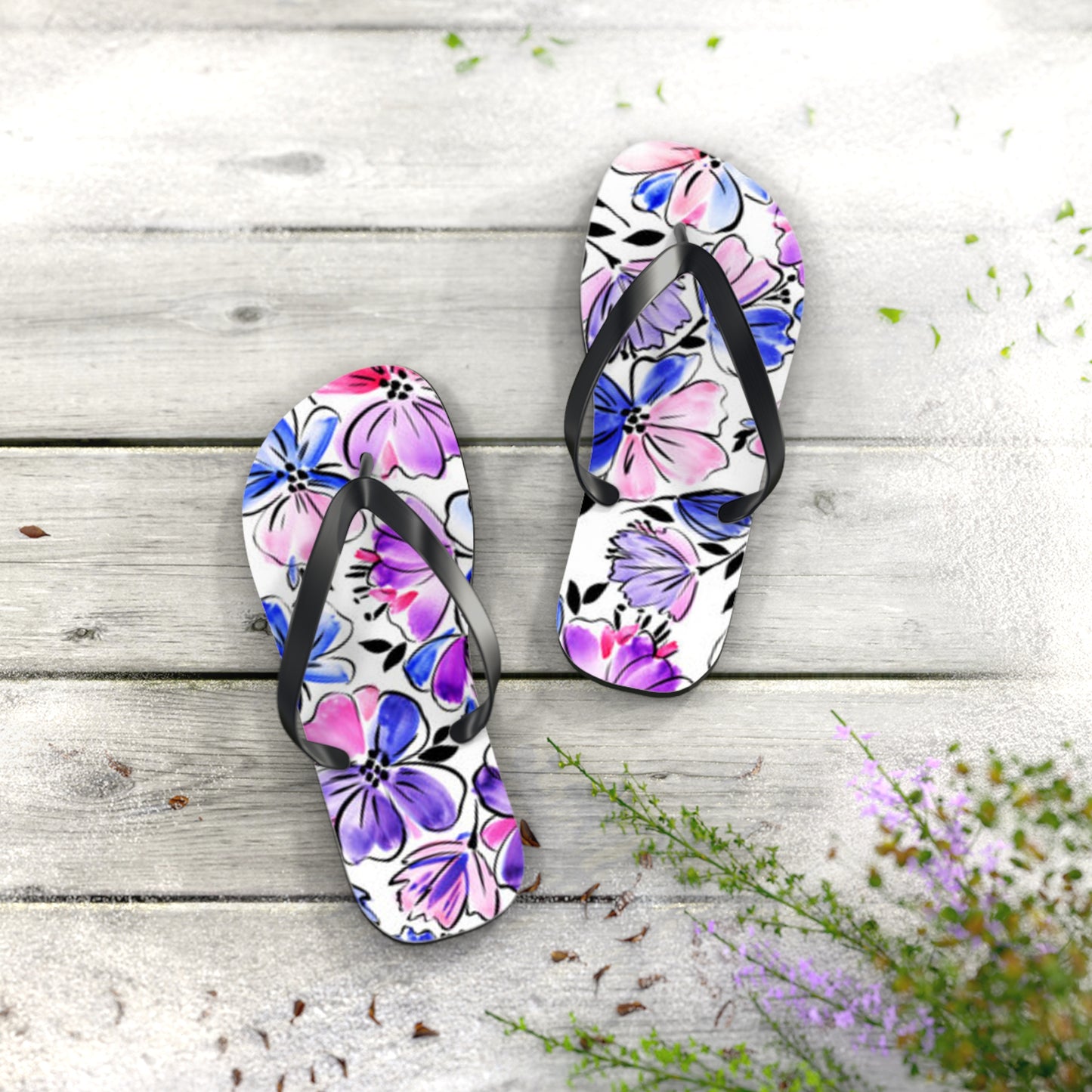 Blue Flowers Summer Sandals Summer Flip Flops Slides BRAND NEW