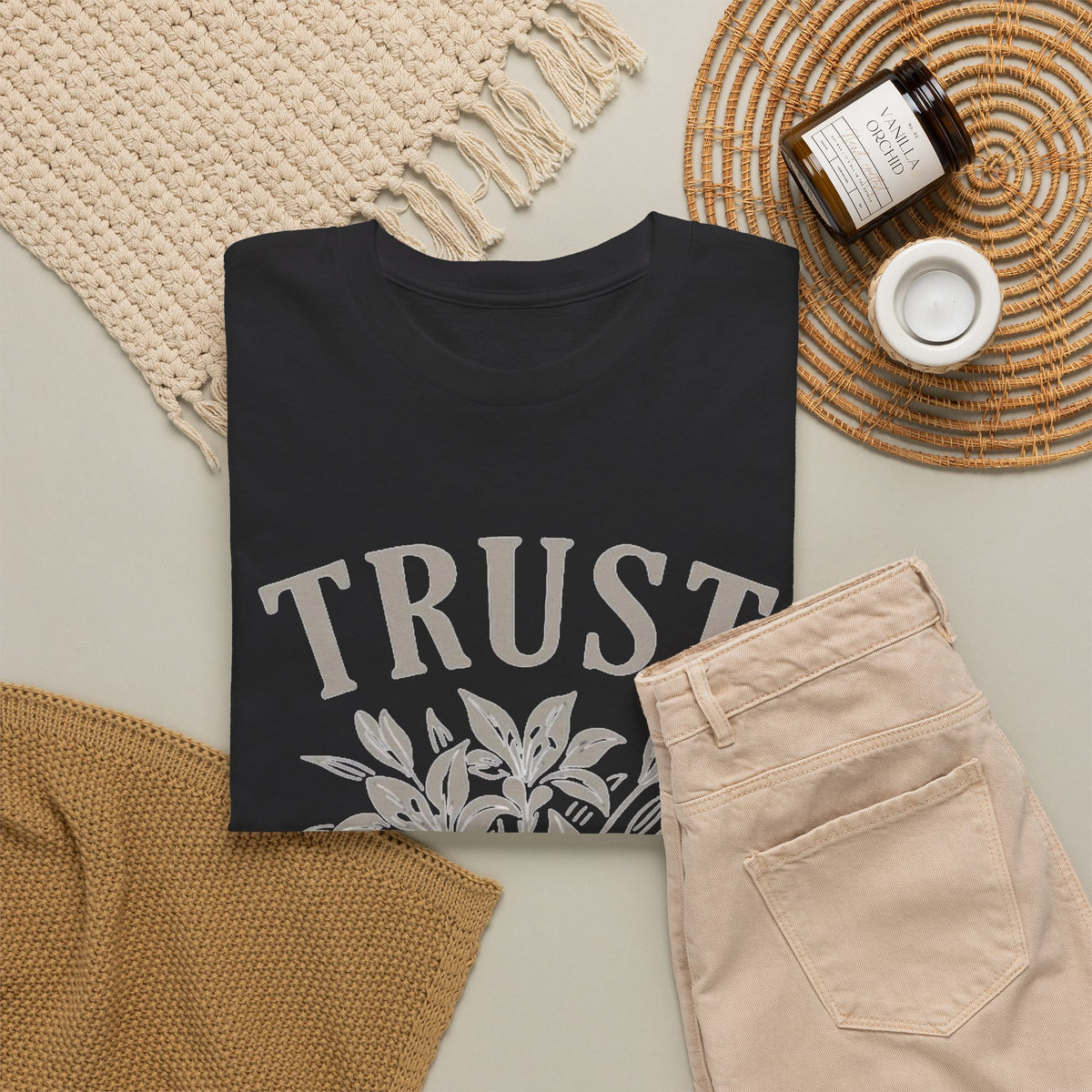 Trust The Unfolding Graphic T Shirt Men's Heavy Cotton Tee