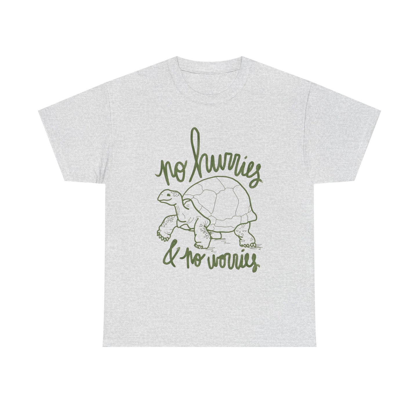 No Hurries No Worries Turtle Graphic T Shirt Unisex Heavy Cotton Tee