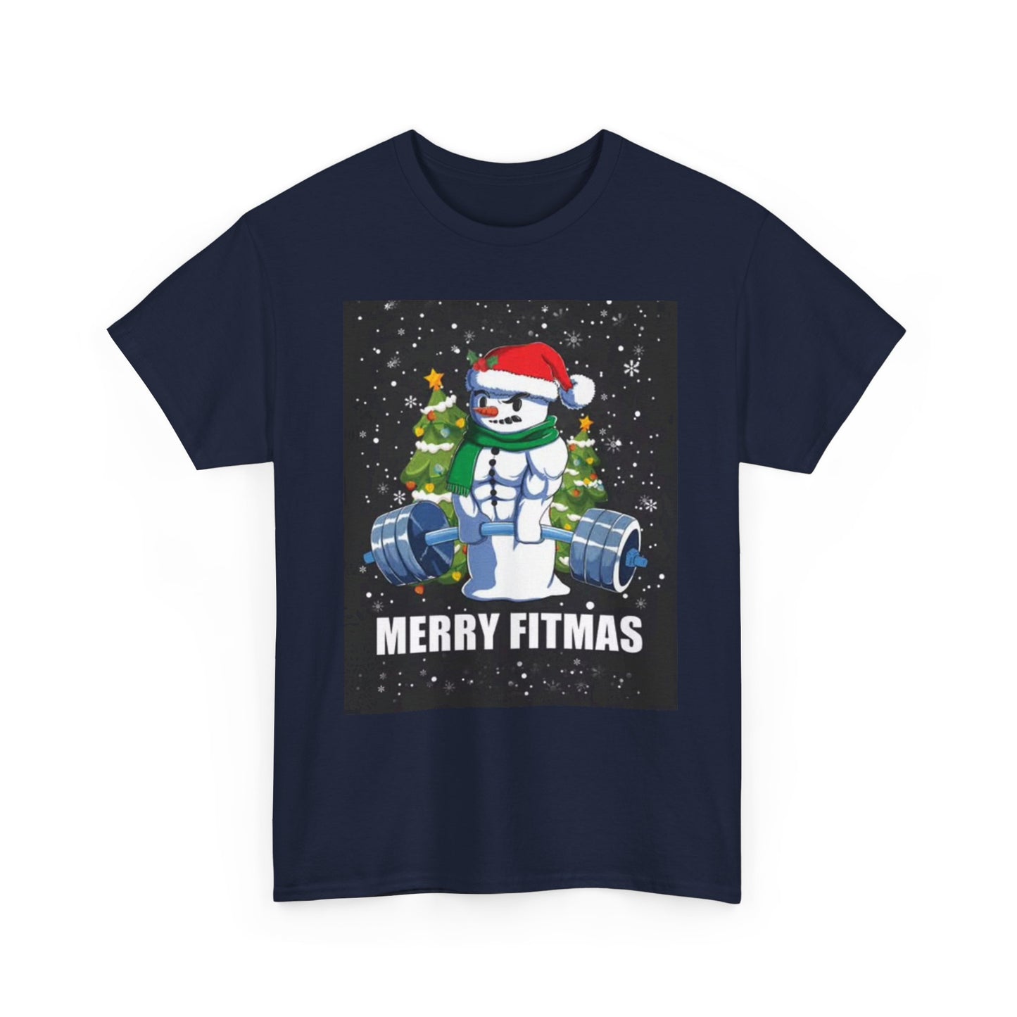 Merry Fitmas Shirt Funny Gym Snowman Christmas Gym Unisex Heavy Cotton Tee