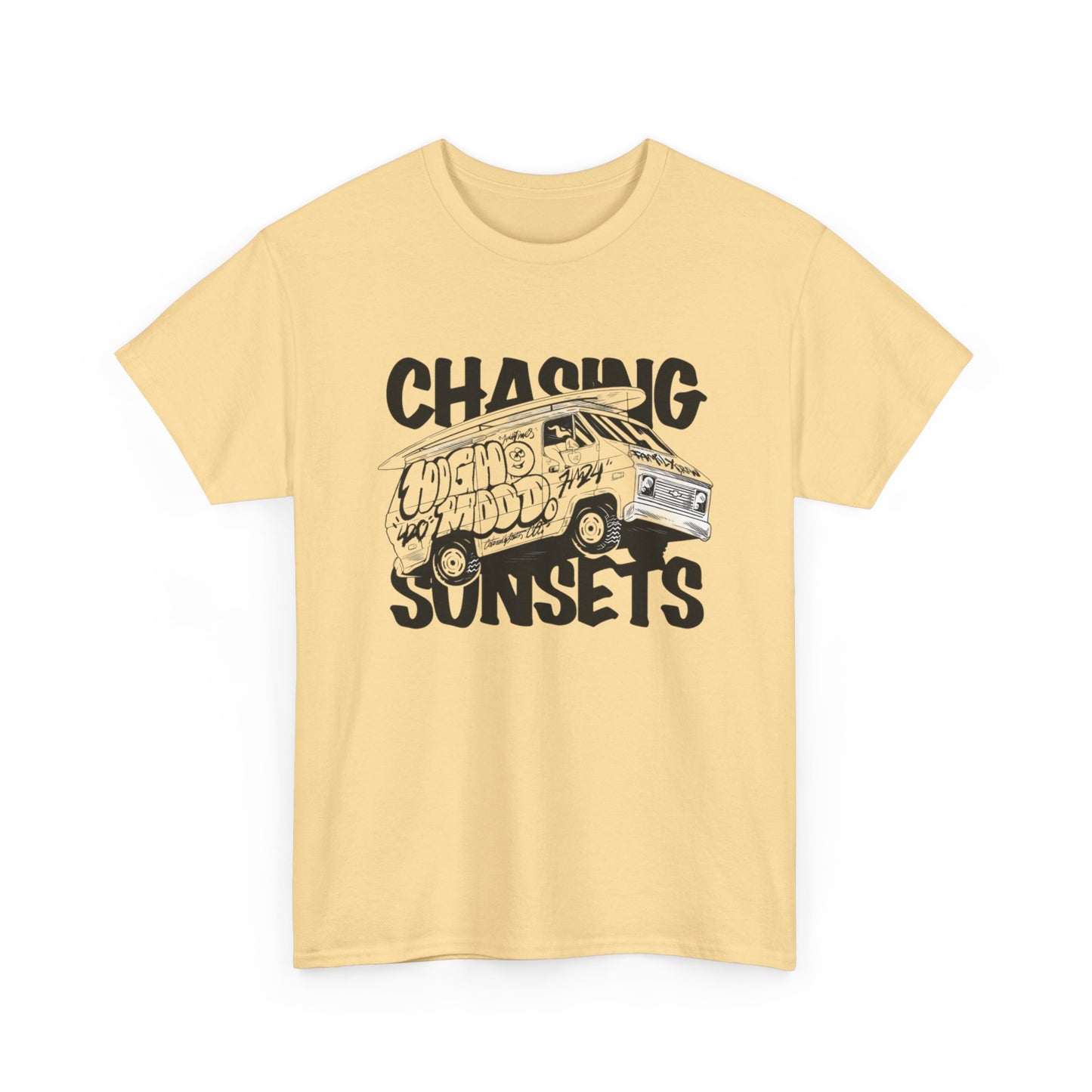 Chasing Sunsets Surfing Graphic T Shirt NEW Unisex Heavy Cotton Tee