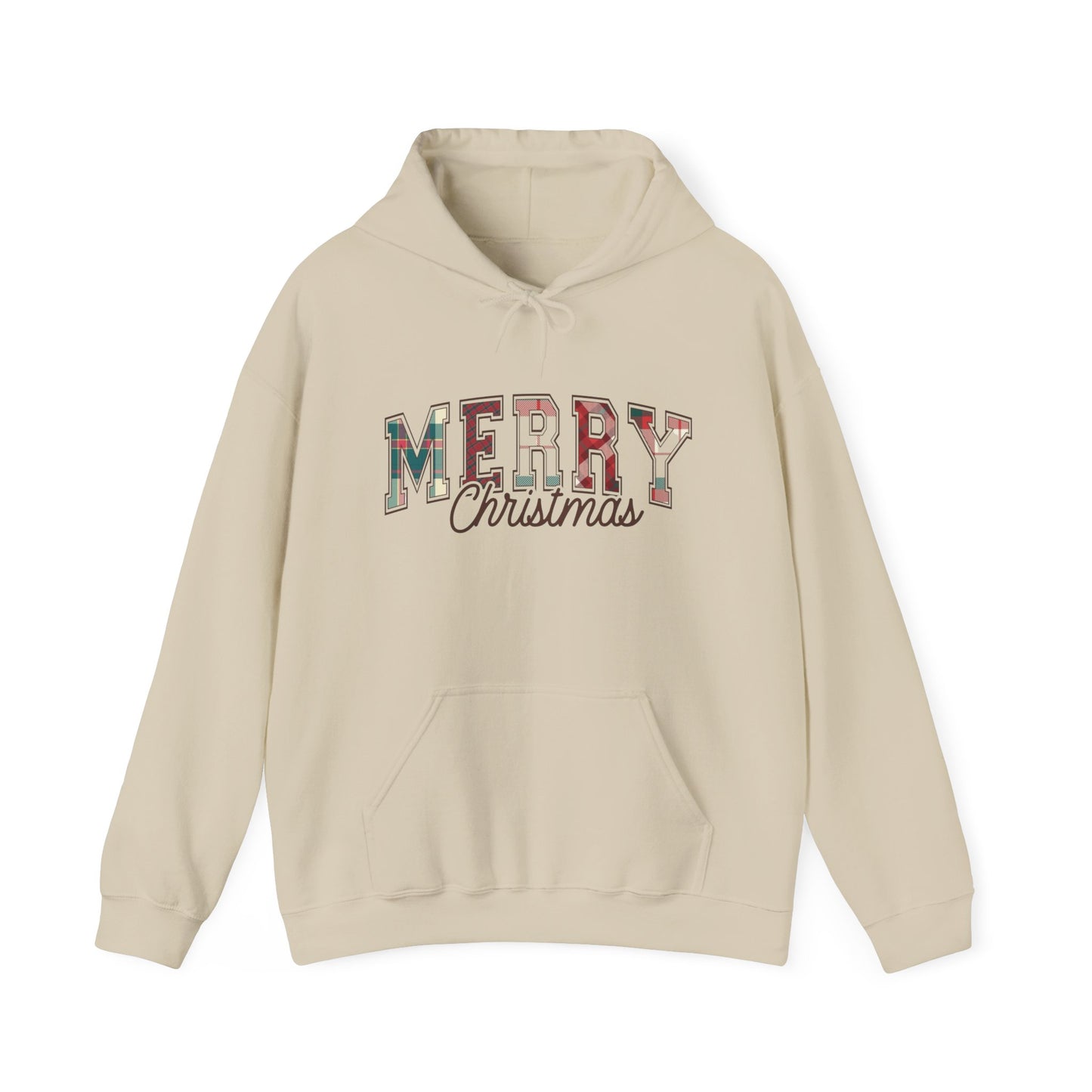 Plaid Merry Christmas Graphic Hoodie Unisex Heavy Blend™ Hooded Sweatshirt