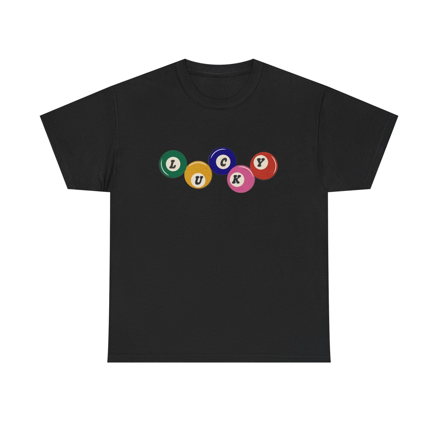 Lucky Pool Balls Retro Graphic T Shirt Men's Heavy Cotton Tee