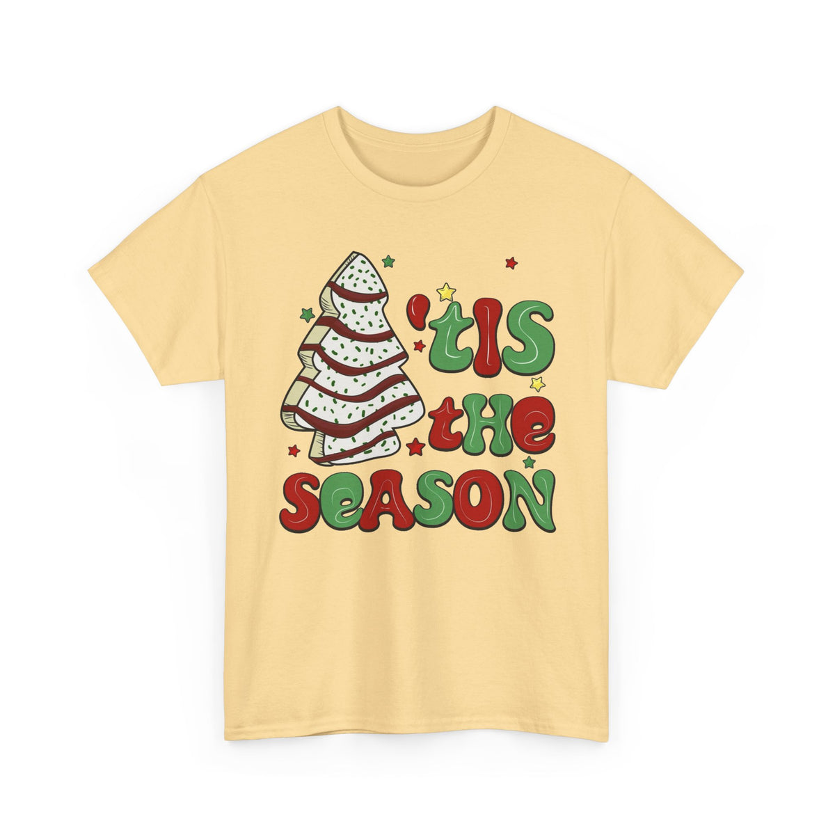 Tis the Season Christmas Tree T-Shirt Men's Graphic Tee Funny Cakes