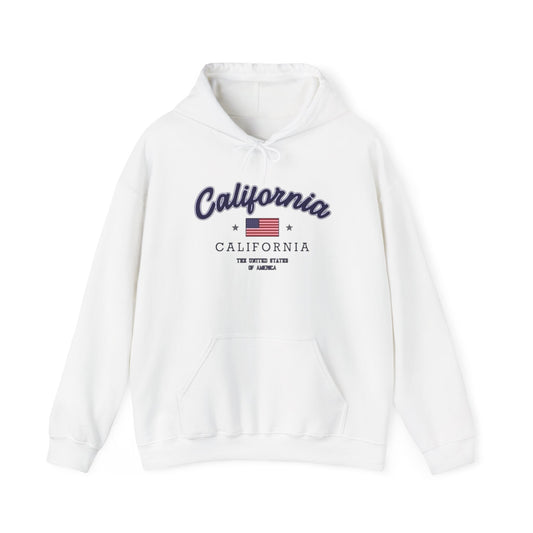California USA American Flag Graphic Hoodie Heavy Blend Sweatshirt NEW