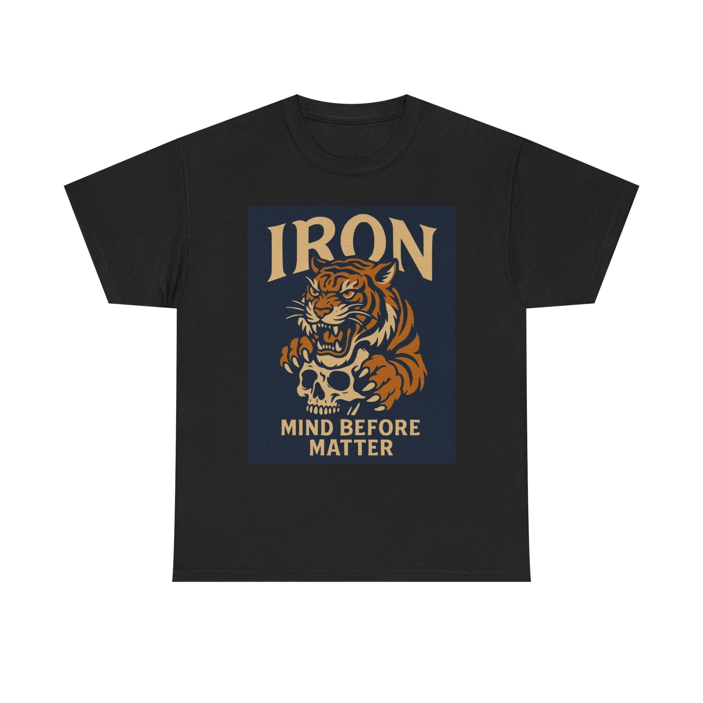 Iron Mind before Matter Graphic T Shirt Vintage Tiger Unisex Heavy Cotton Tee