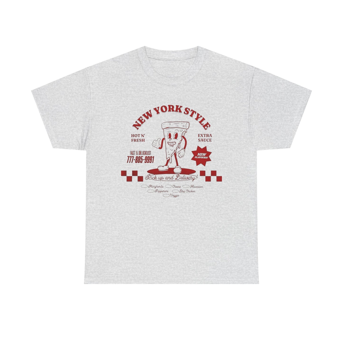 New York Style Pizza Retro Graphic T Shirt Unisex Heavy Cotton Tee