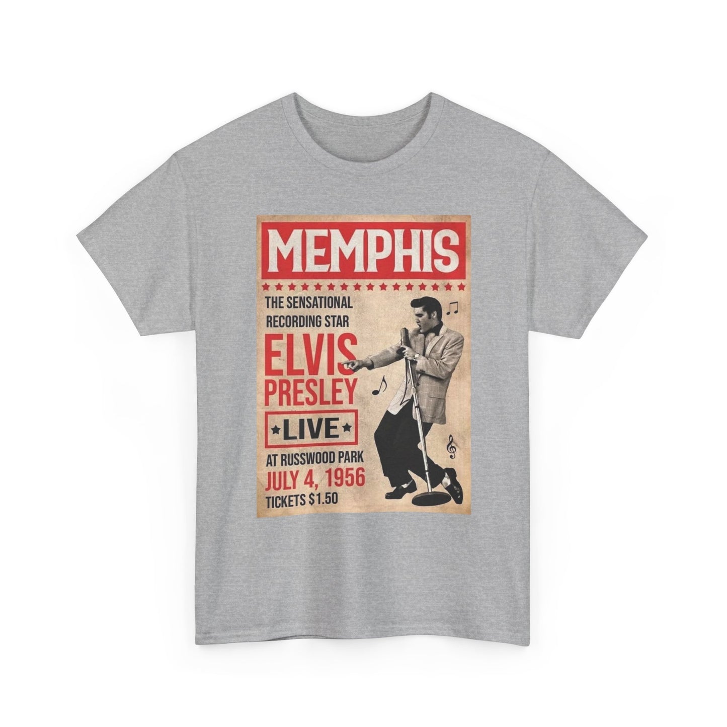 Elvis Graphic T Shirt Vintage Concert Poster Memphis Unisex Heavy Cotton Tee