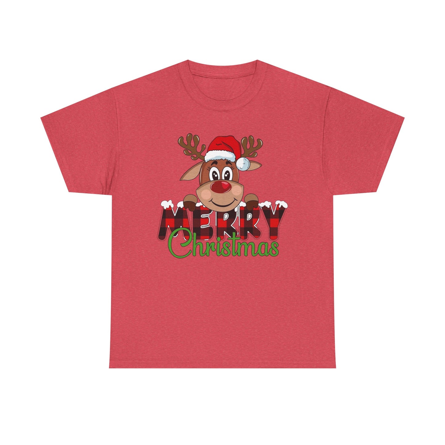 Merry Christmas Deer Cute Graphic T Shirt NEW Unisex Heavy Cotton Tee
