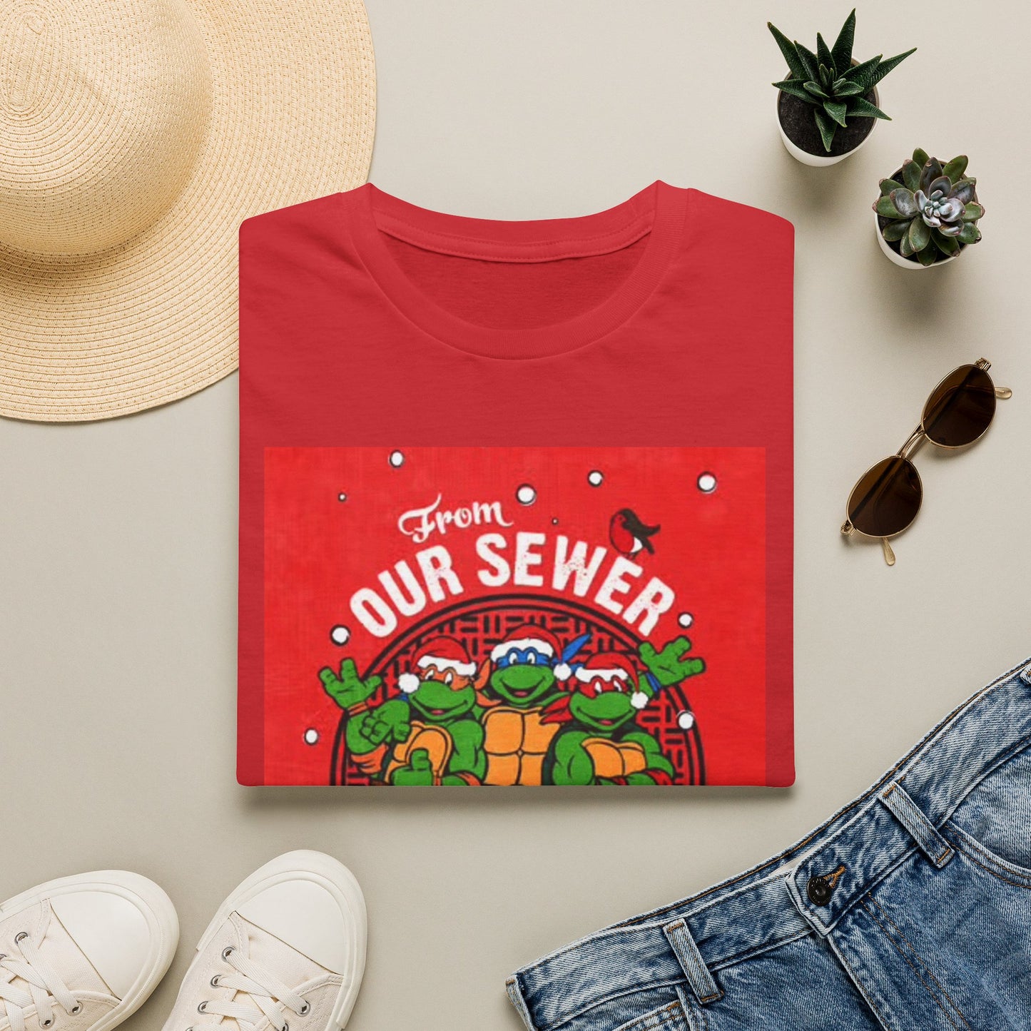 Christmas Turtles Graphic T Shirt Funny Retro Holidays Unisex Softstyle T-Shirt