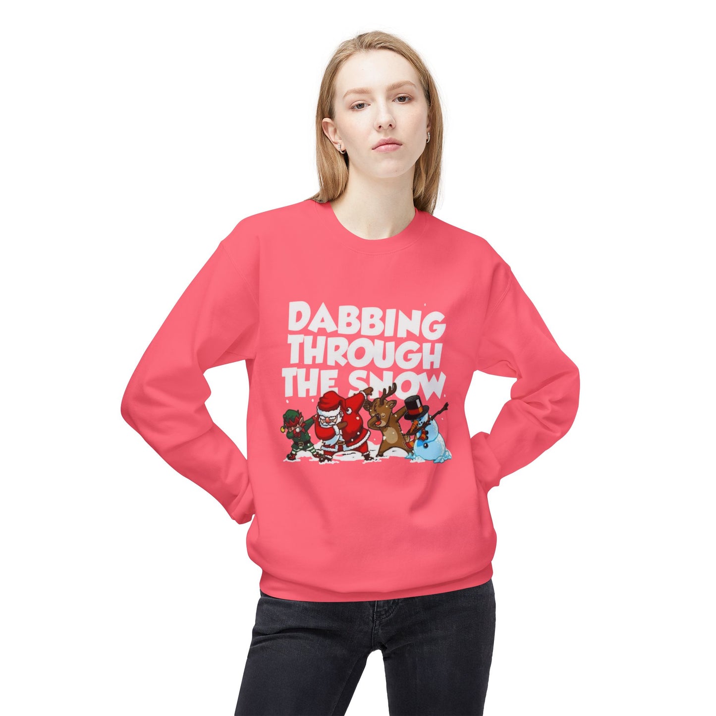 Dabbing Through The Snow Funny Sweater NEW Unisex Fleece Crewneck Sweatshirt