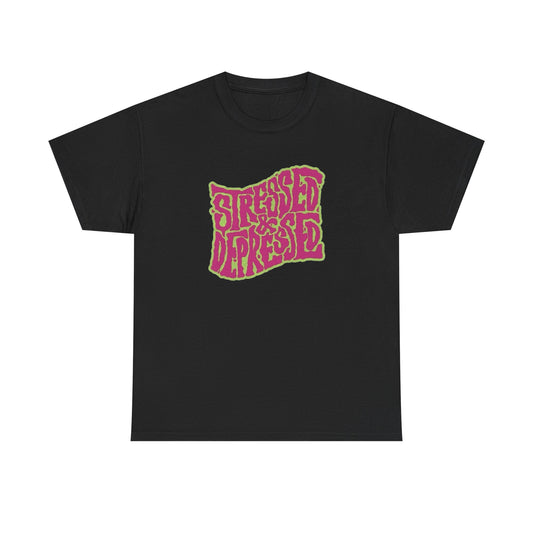 Stressed And Depressed Graphic T-Shirt Unisex Comfy Heavy Cotton Tee