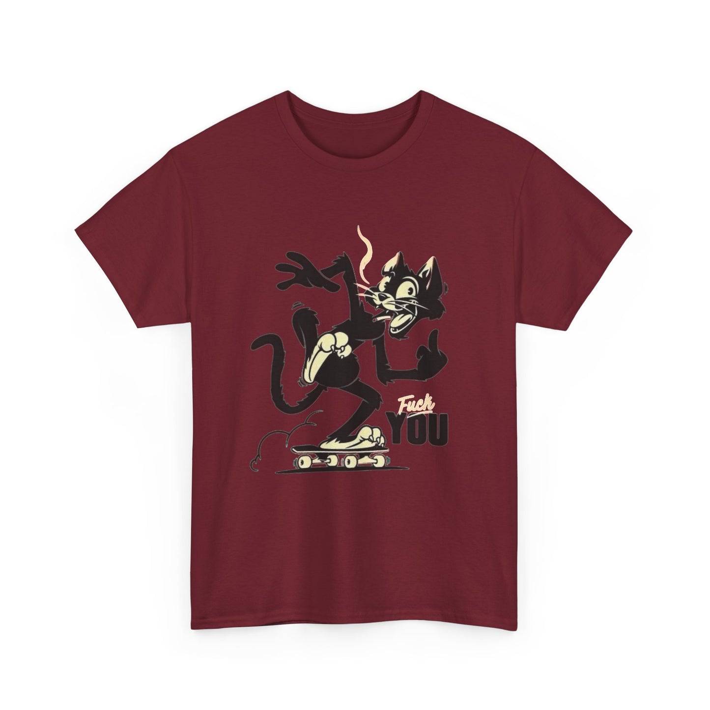 Funny Cat Middle Finger Graphic T Shirt NEW Vintage Unisex Heavy Cotton Tee