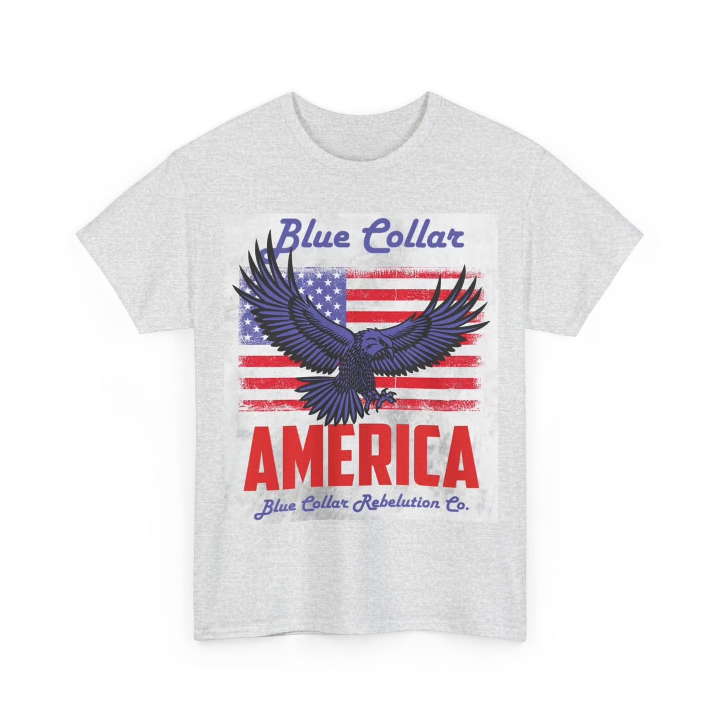 Blue Collar Tshirt American Flag Bald Eagle Graphic Unisex Heavy Cotton Tee