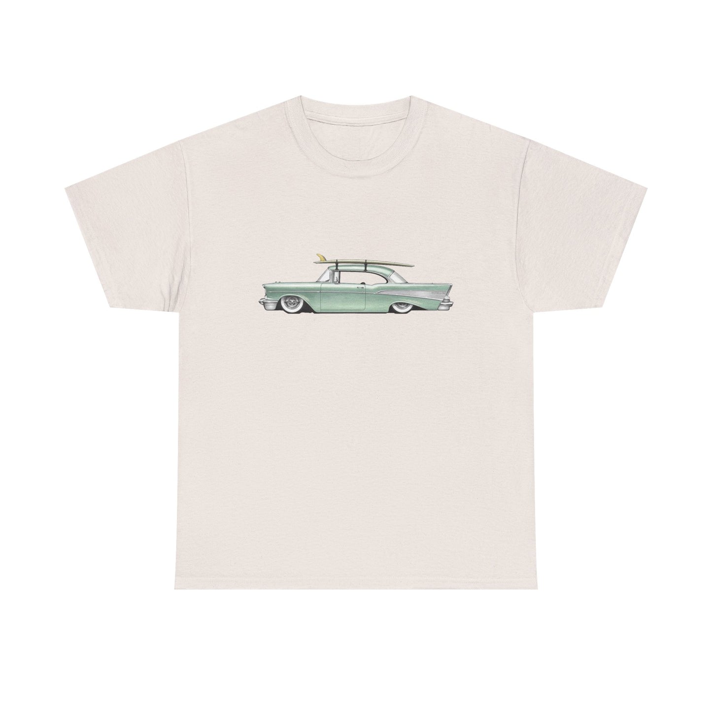 57 Chevy Cruiser Surfer Graphic T Shirt Unisex Heavy Cotton Tee NEW
