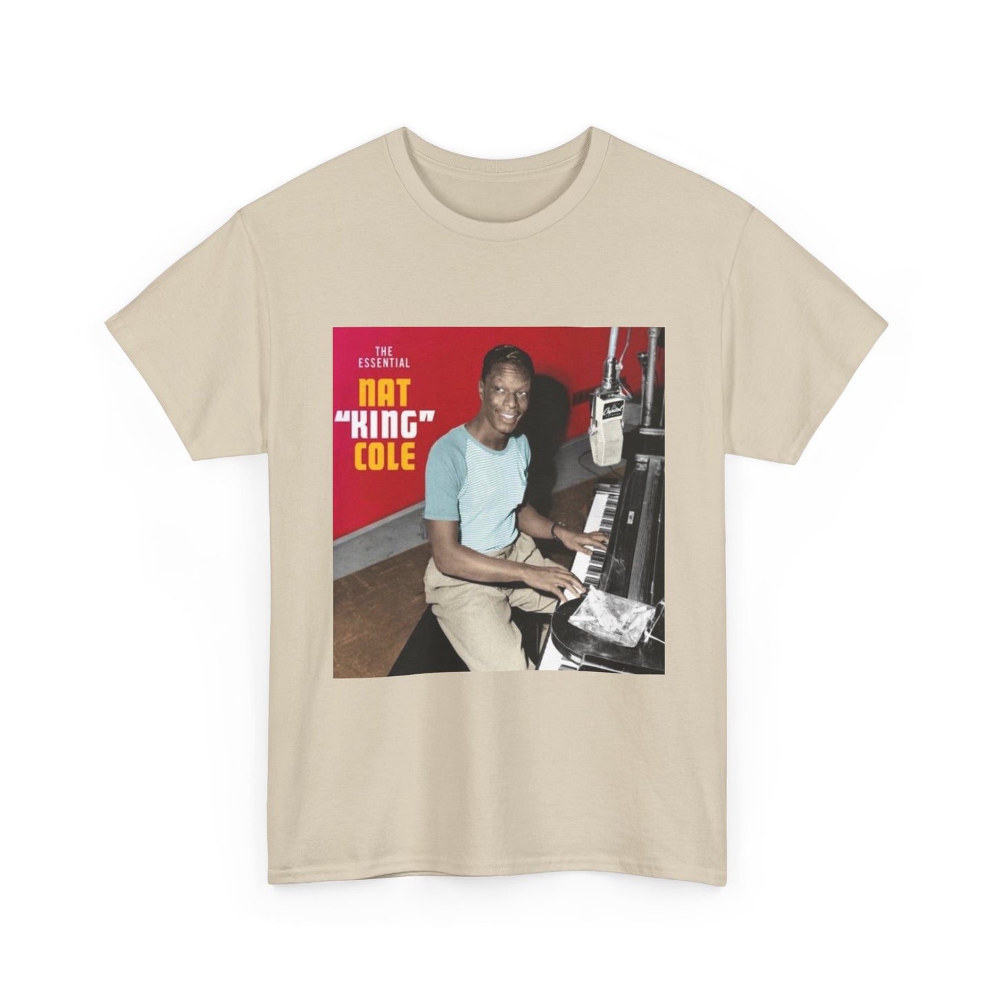 Nat King Cole Tshirt Vintage Piano Concert Poster retro Unisex Heavy Cotton Tee