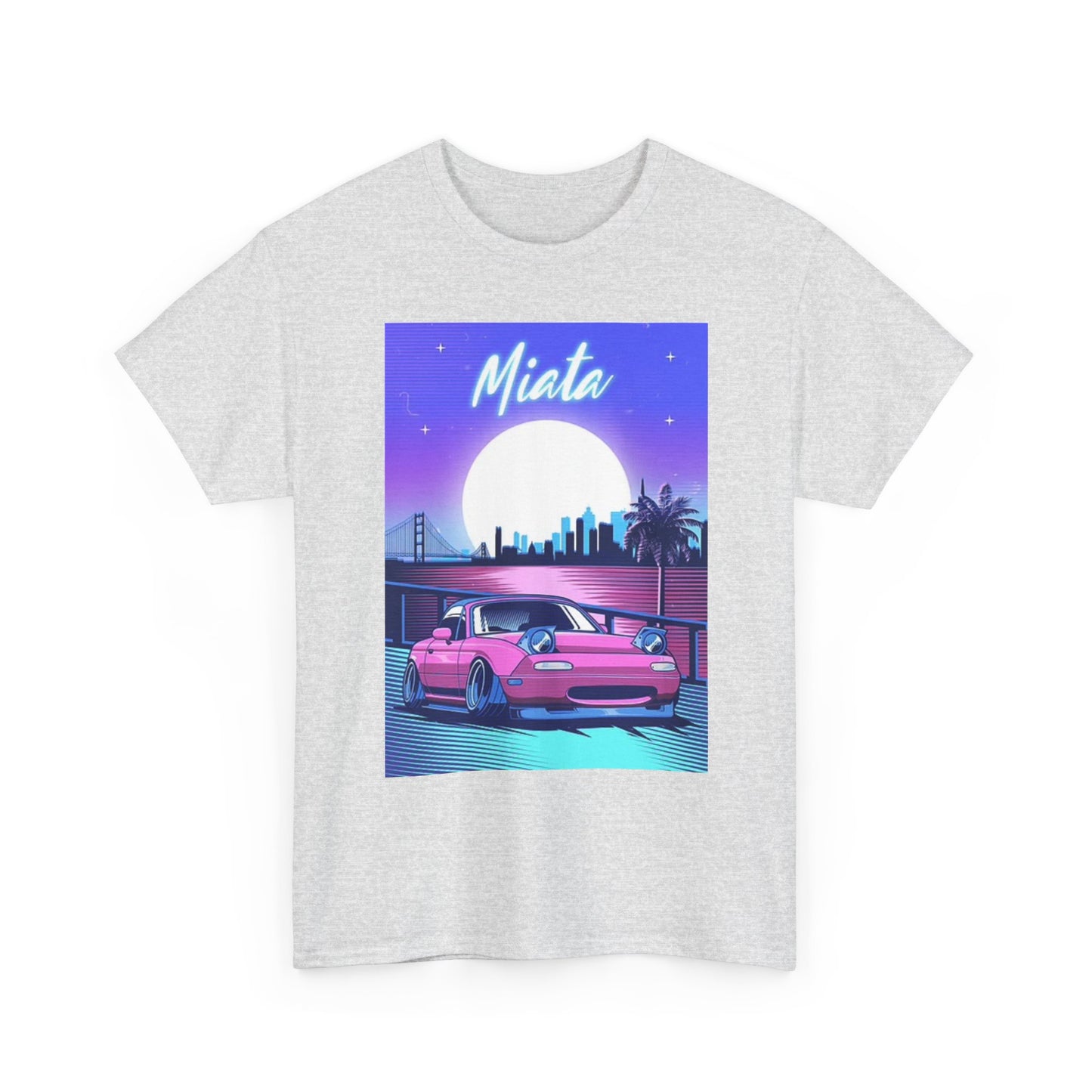 Mazda Miata Graphic T Shirt Retro Neon Car Show Unisex Heavy Cotton Tee JDM