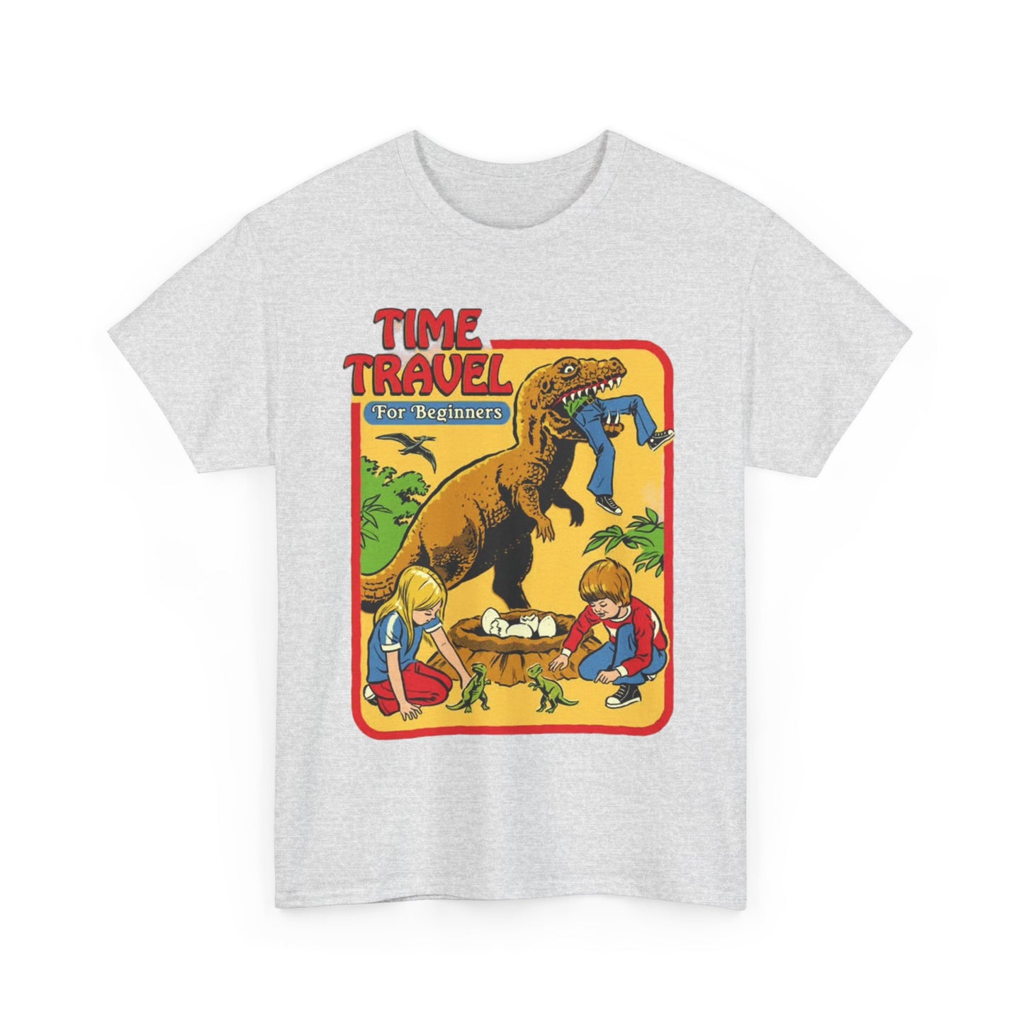 Time Travel Funny T shirt Kids Dinosaur Museum Unisex Heavy Cotton Tee 80s Retro